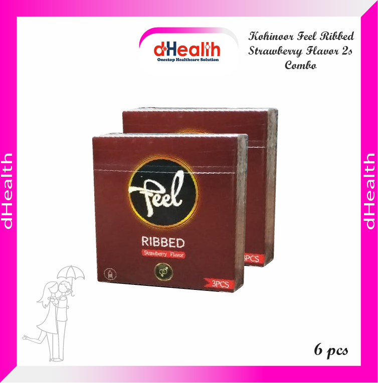 Picture of Kohinoor Feel Ribbed Strawberry Flavor Condom 2,s Combo Pack (3x2)=6 Pcs