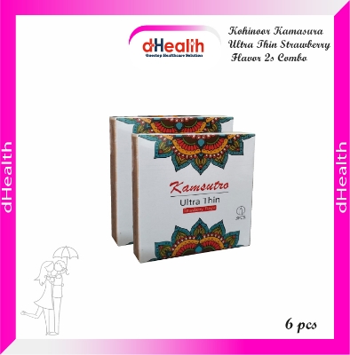 Picture of Kohinoor Ultra Thin Strawberry Flavor Condom 2,s Combo Pack (3x2)=6 Pcs