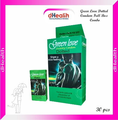 Picture of Green Love Dotted Condom Full Box Combo Pack (3x10)=30 Pcs