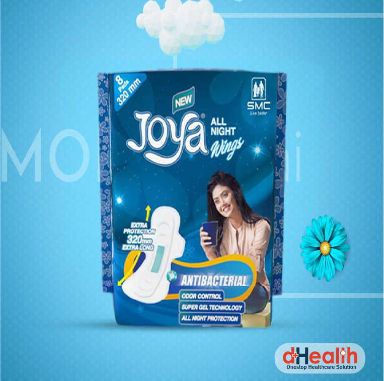 Picture of Joya Sanitary Napkin All Night Wings 8 Pads Single Pack (Panty/Wings System)