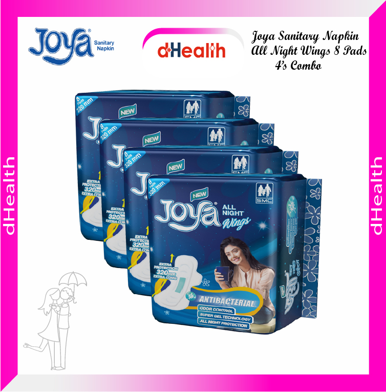 Picture of Joya Sanitary Napkin All Night Wings 8 Pads 4,s Combo Pack (Panty/Wings System)