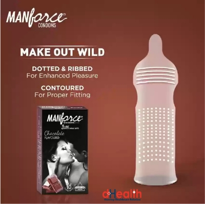 Picture of Manforce Condom for Men 10pcs Pack - Manforce 1500 Dots Litchi/ Game/ Black Grape/ Cocktail Hazenlut/ Cocktail Strawberry/ Sunny/ Strawberry/ Chocolate/ Orange/ Pineapple Flavor Condom (Made in India) Select Variants & Order