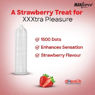 Picture of Manforce Wild Strawberry Flavoured Condom For Men - 10Pcs Pack (India)