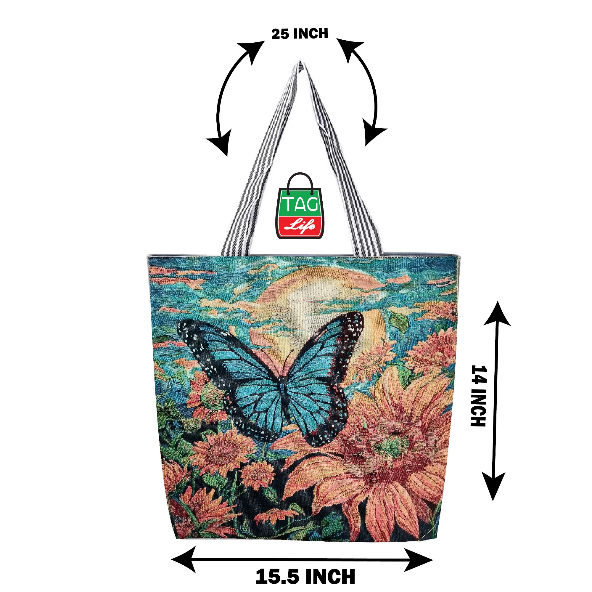 Picture of Product details of  TAG Lifestyle Retro Embroidered Print Canvas Tote Bag Shopping Bag, Girls & Ladies Jacquard Embroidered Bag, Inside pocket Top Handle Tote Bag for University/College/Girls Students And Fashionable Women