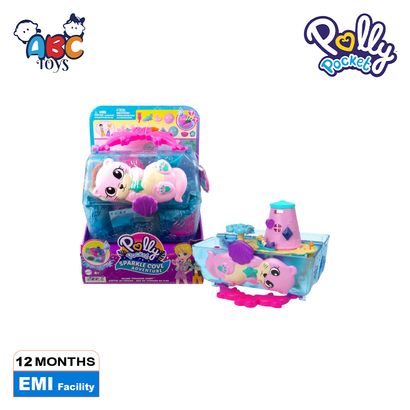 Picture of Polly Pocket HKV47 Sparkle Cove Adventure Chest Playset With 2 Micro Dolls, 4 Animals & Accessories