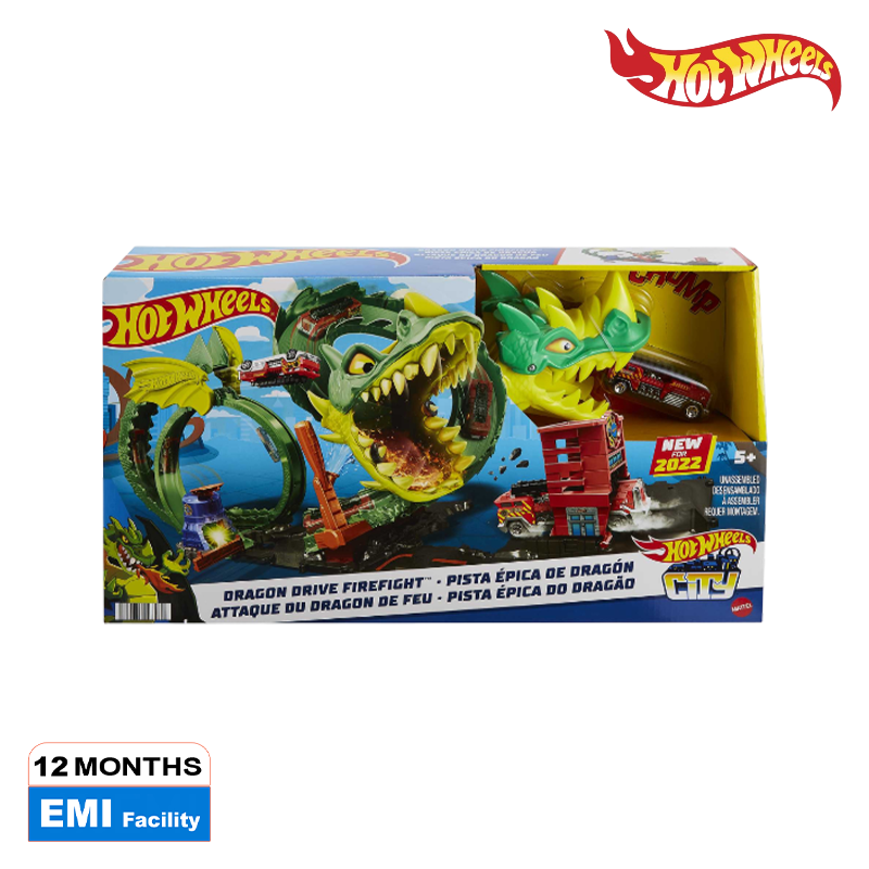 Picture of Hot Wheels HDP03 Track Set City Dragon Drive Firefight (Damage Box), Ages 5+