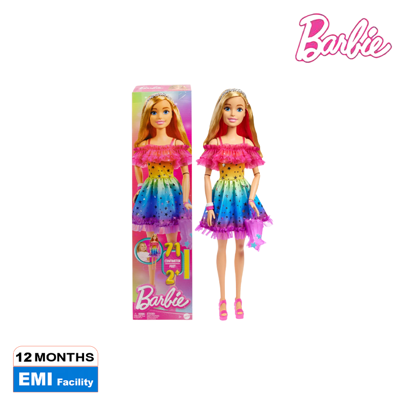 Picture of Barbie JCW45 Large 28 Inches Doll with Blond Hair And Rainbow Dress (Damaged Box)