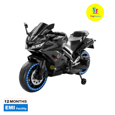 Picture of R15P Battery Operated Kids Electric Bike – Ride-On Motorcycle with Live Meter, Start Key, LED Lights & Music – 12V Rechargeable Toy Bike