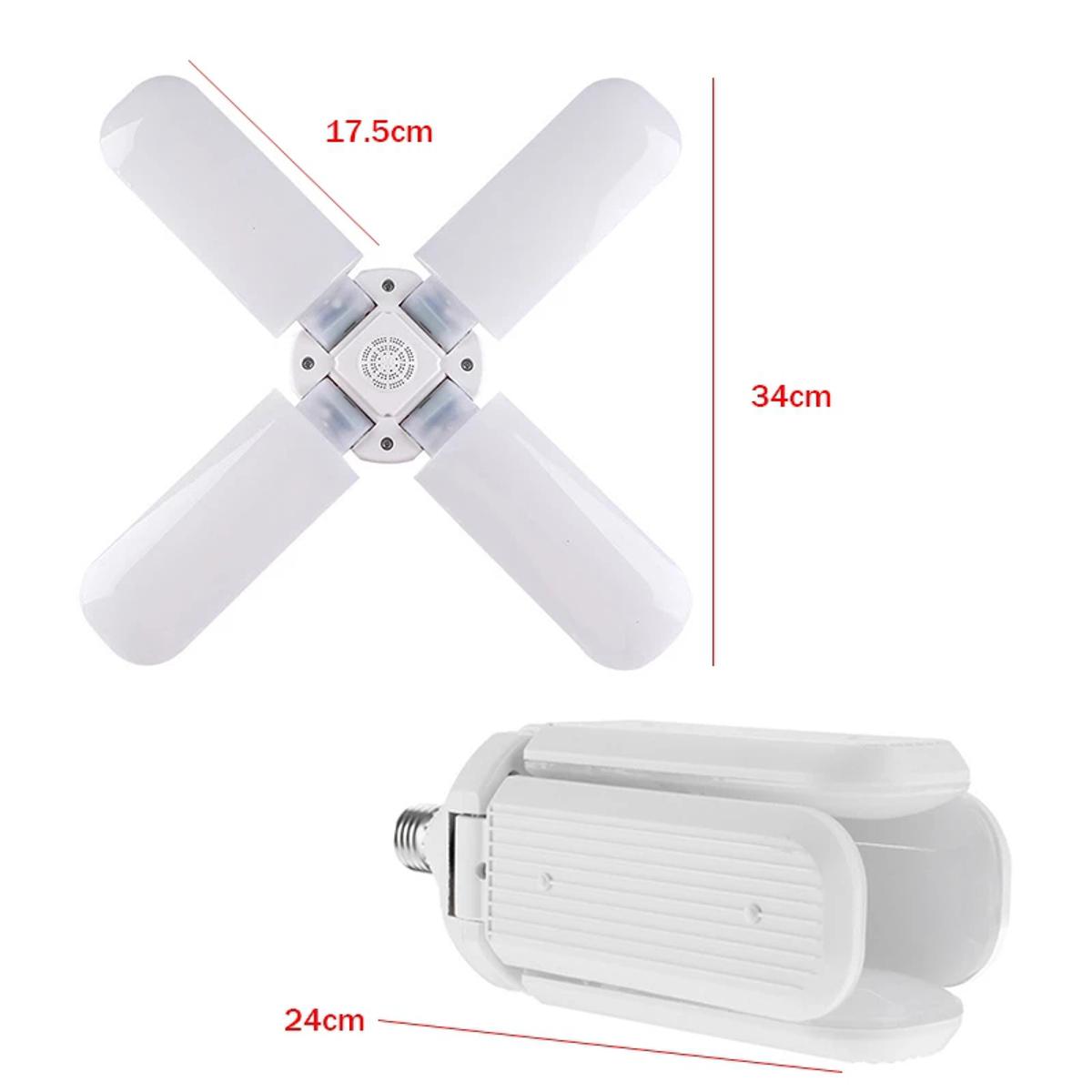 Picture of LED Garage Lights Foldable E27 Bulb 4 Adjustable Fan Blades Deformable Ceiling Lighting 6500K AC85-260V for Warehouse