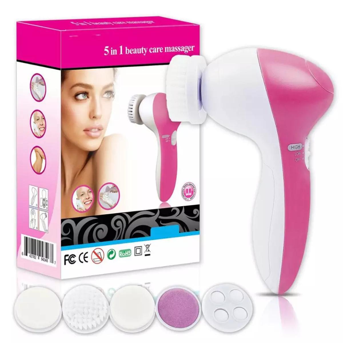 Picture of 5-in-1 MULTI-FUNCTION HEADS Facial Cleansing Brush Waterproof Skin Scrubber Gentle Body Massage Exfoliation Removing Blackhead