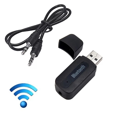 Picture of USB Bluetooth Receiver AUX Audio BT Music Adapter Cable Black for Car