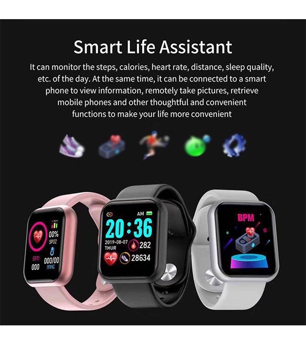 Picture of Y68 Pro Smart Watch Bluetooth Fitness Tracker Sport Heart Rate Monitor Blood Waterproof Women Color Bracelet D20 for Android IOS