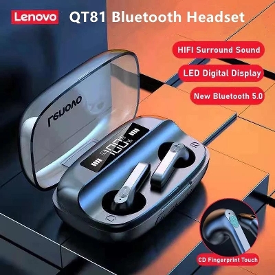 Picture of Lenovo QT81 TWS Wireless Headphone Stereo Sports Waterproof Earbuds Headsets with Microphone Bluetooth Earphones HD Call 1200mAh