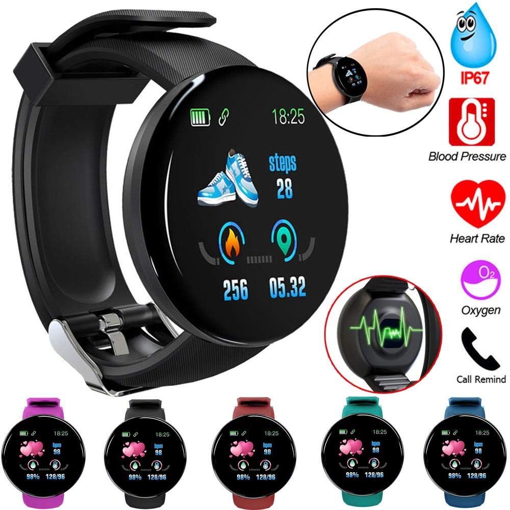 Picture of D18 Smart Watch Heart Rate Monitor Men's Women's Smartwatch Round Fitness DigitalWatches for Men Women Band Bracelet - Smart Watch - Smart Watch - Smart Watch