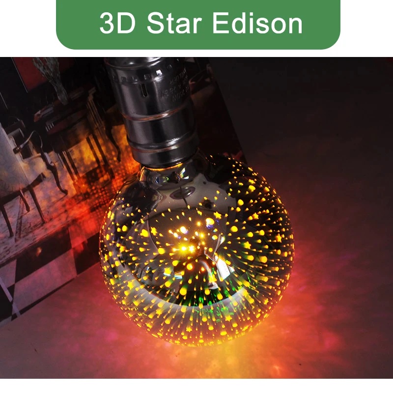 Picture of Colorful 3D Light Bulb Decorative LED Lamp E27 85V-265V 4w ST64 G95 G80 A60 Bar Party Christmas