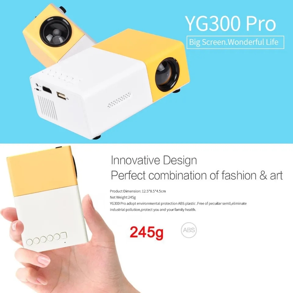Picture of Salange YG300 Mini LED Projector Yg300 Upgraded Version 1000 Lumen 320x240P HDMI-compatible USB Audio Home Media Player Beamer