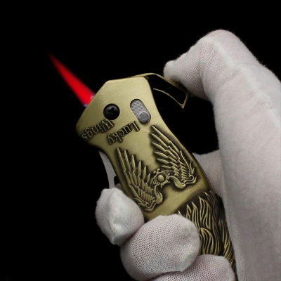 Picture of Outdoor Multifunctional Metal Eagle FoldingWindproof Lighter Set Creative Gift