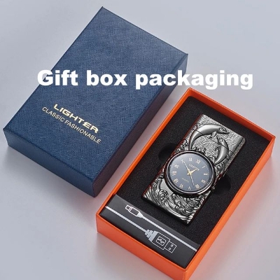 Picture of Multifunctional digital power display double arc pulse electronic lighter clock Quartz watch men's gift lighter
