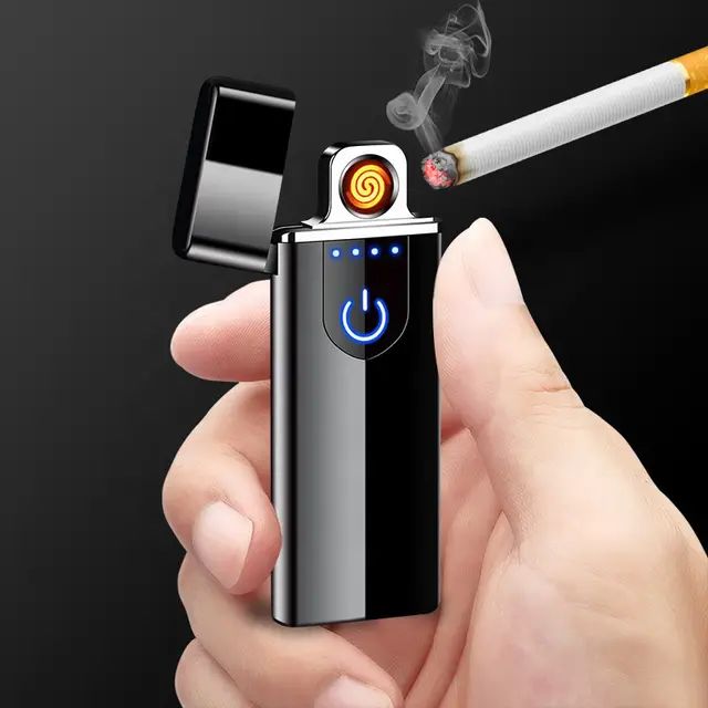Picture of Portable Small Size Heat Coil Slim Lighter ZincAlloy Fingerprint Encendedor Electrico USB