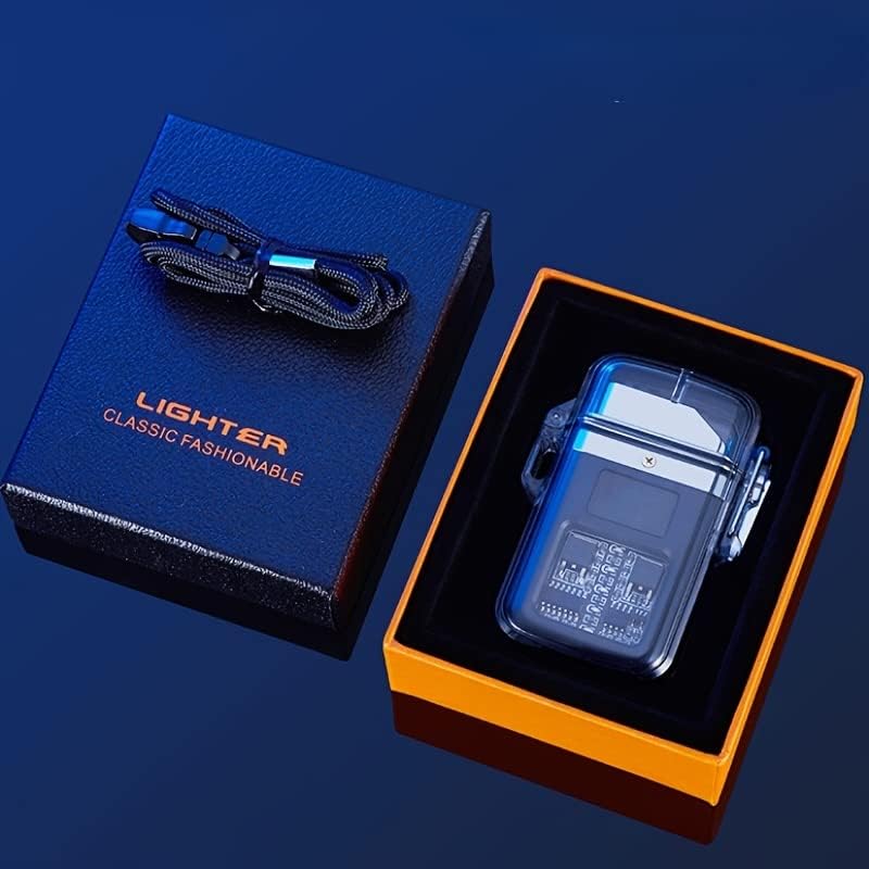Picture of Outdoor Lighting Waterproof Electric Arc Lighter Transparent Shell USB Rechargeable LED Power Display Easy to Portable