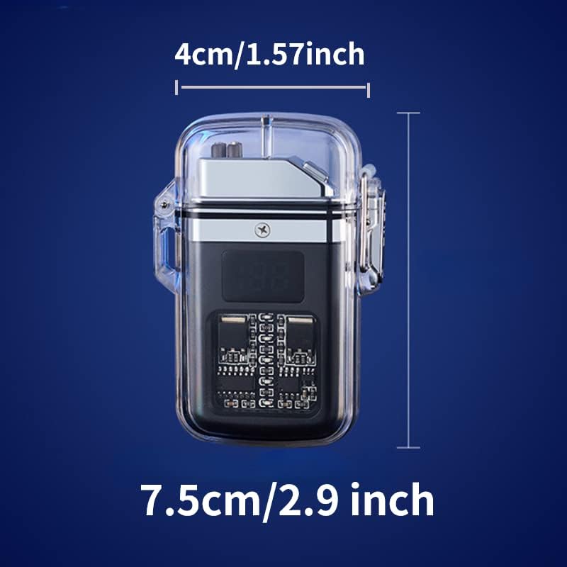 Picture of Outdoor Lighting Waterproof Electric Arc Lighter Transparent Shell USB Rechargeable LED Power Display Easy to Portable