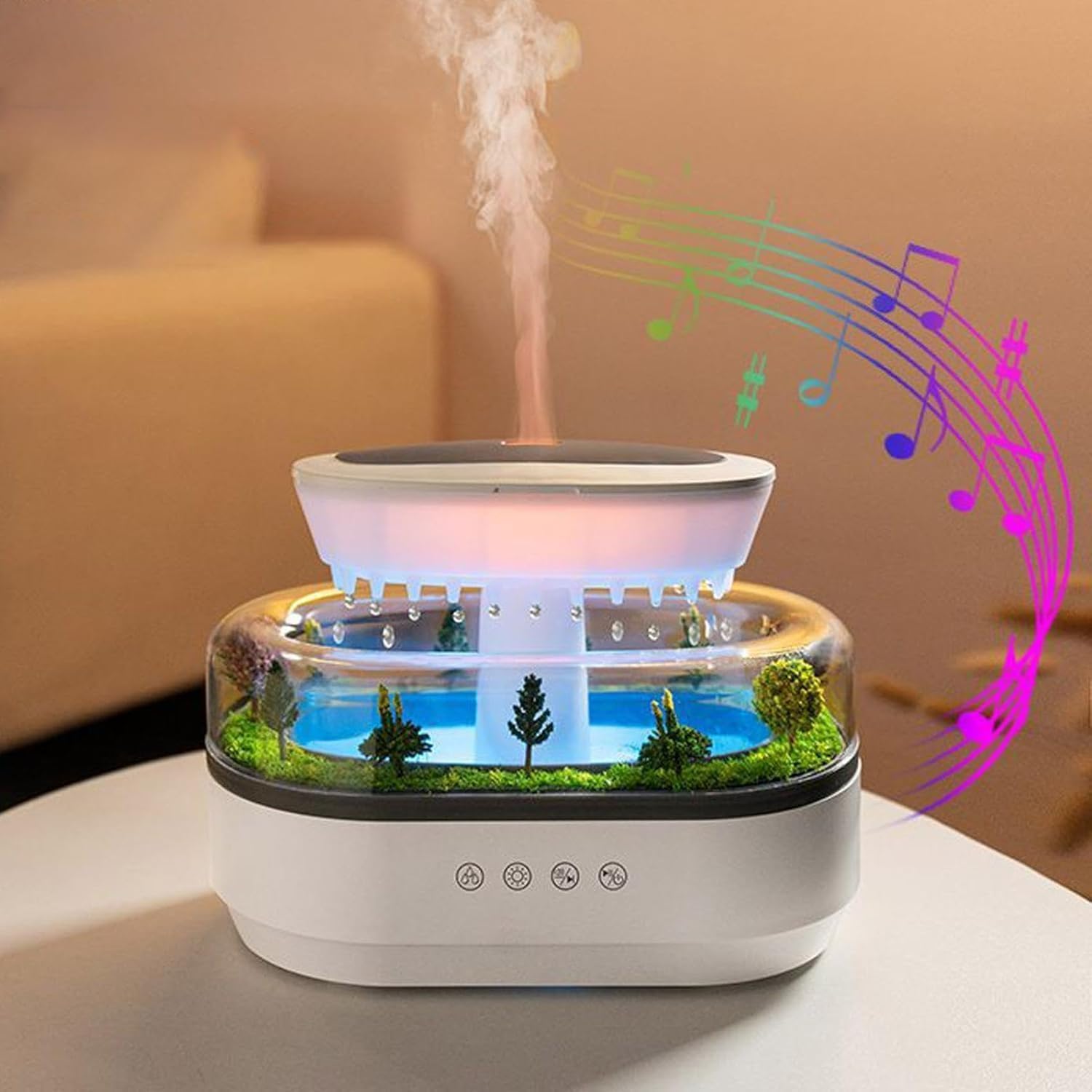 Picture of Rain Cloud Aroma Diffuser Small Air Humidifiers Water Drip Micro Landscape Essential Oils Ultrasonic Diffuser With 7 Night Light Landscape Essential