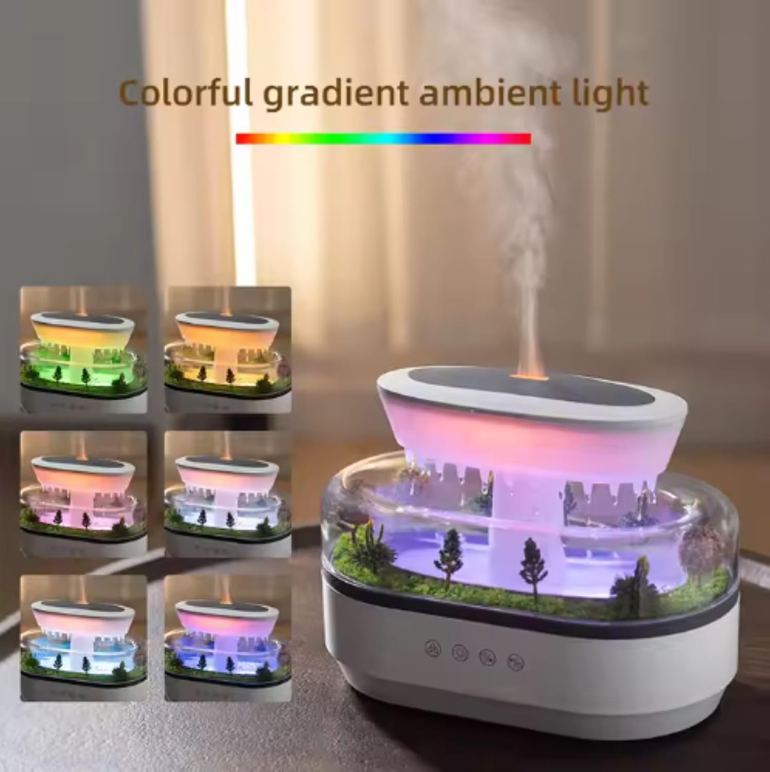 Picture of Rain Cloud Aroma Diffuser Small Air Humidifiers Water Drip Micro Landscape Essential Oils Ultrasonic Diffuser With 7 Night Light Landscape Essential