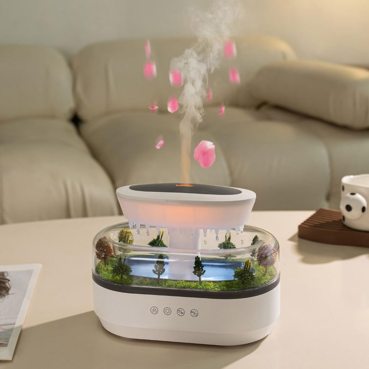 Picture of Rain Cloud Aroma Diffuser Small Air Humidifiers Water Drip Micro Landscape Essential Oils Ultrasonic Diffuser With 7 Night Light Landscape Essential