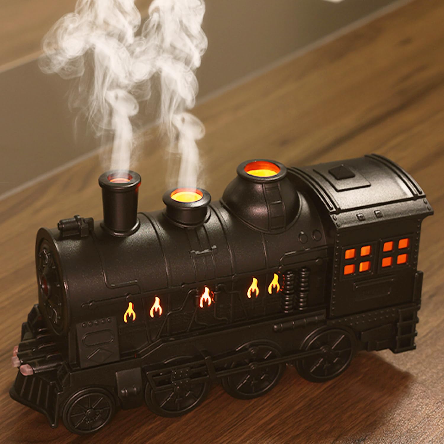 Picture of Creative Train Spit Ring Ultrasonic Air Humidifier Aromatherapy Home Bedroom Creative Essential Oil Burner Diffuser
