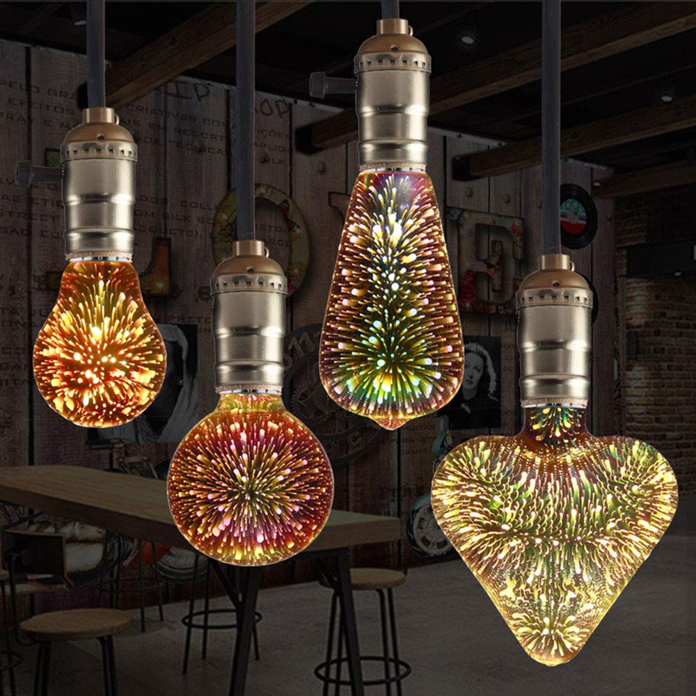 Picture of 3D Decoration Edison LED Bulb E27 6W 85-265V Vintage Light Bulb Star Fireworks Lamp Holiday Night Light Novelty Christmas Tree  