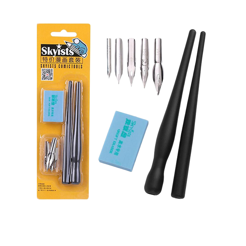 Picture of Dip Pen Set Manga Comics Art G pen set- 5 nibs 2 Body handle Anime Art Tools Cartoon Art Ink Pen
