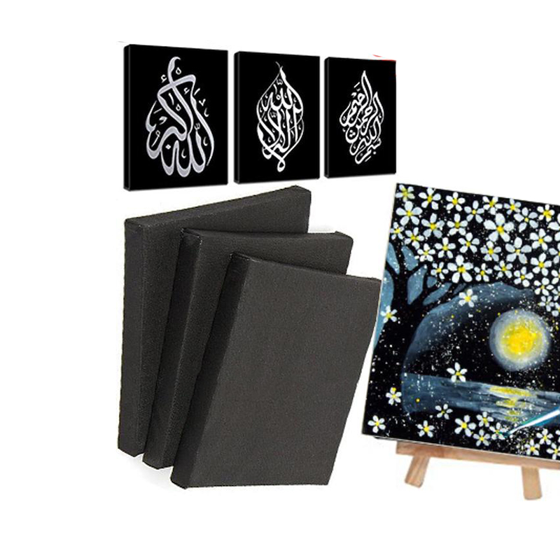 Picture of Black Canvas For painting 3 Pcs Combo Of  4/4, 5/5, 6/6, 8/8, 10/10, 10/12, 12/16 Inches