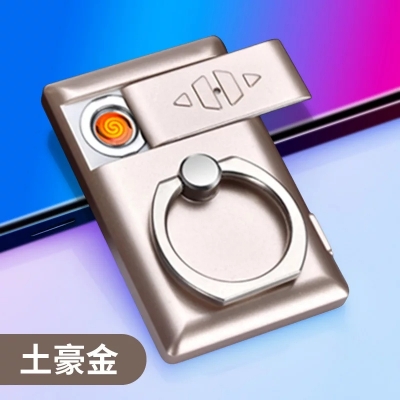 Picture of Phone Ring Holder Electric USB Rechargeable Cigarette Lighter Windproof Portable Creative Lighter Gift