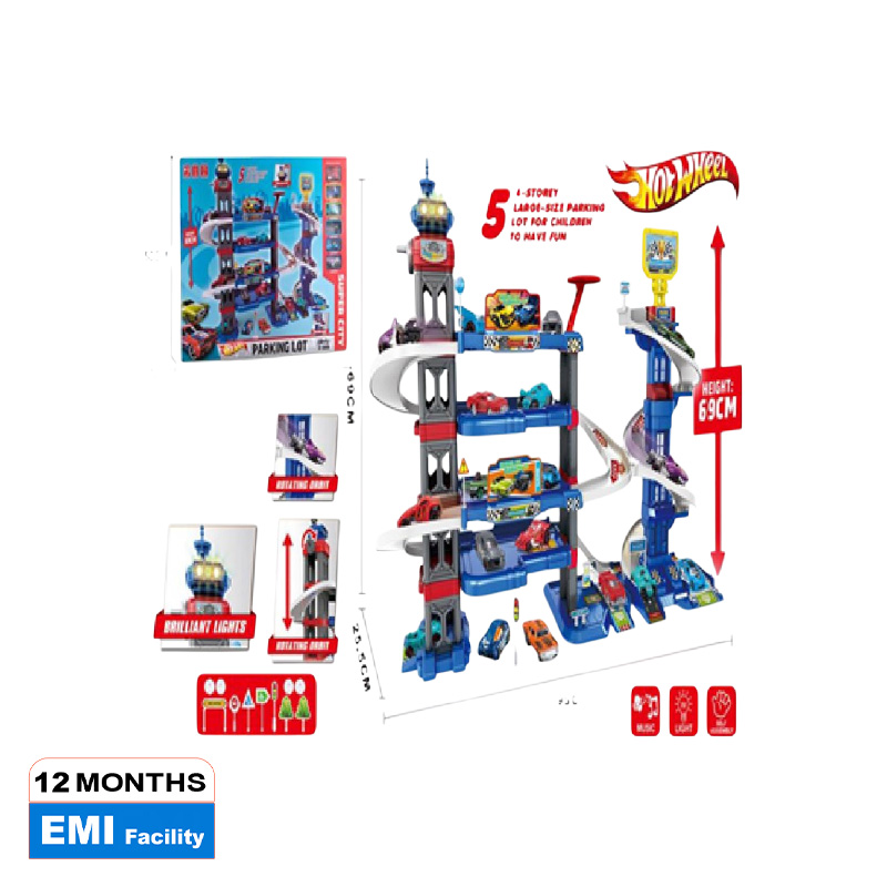 Picture of Parking new kids lot with light,music,6pcs alloy racing cars-HW-123