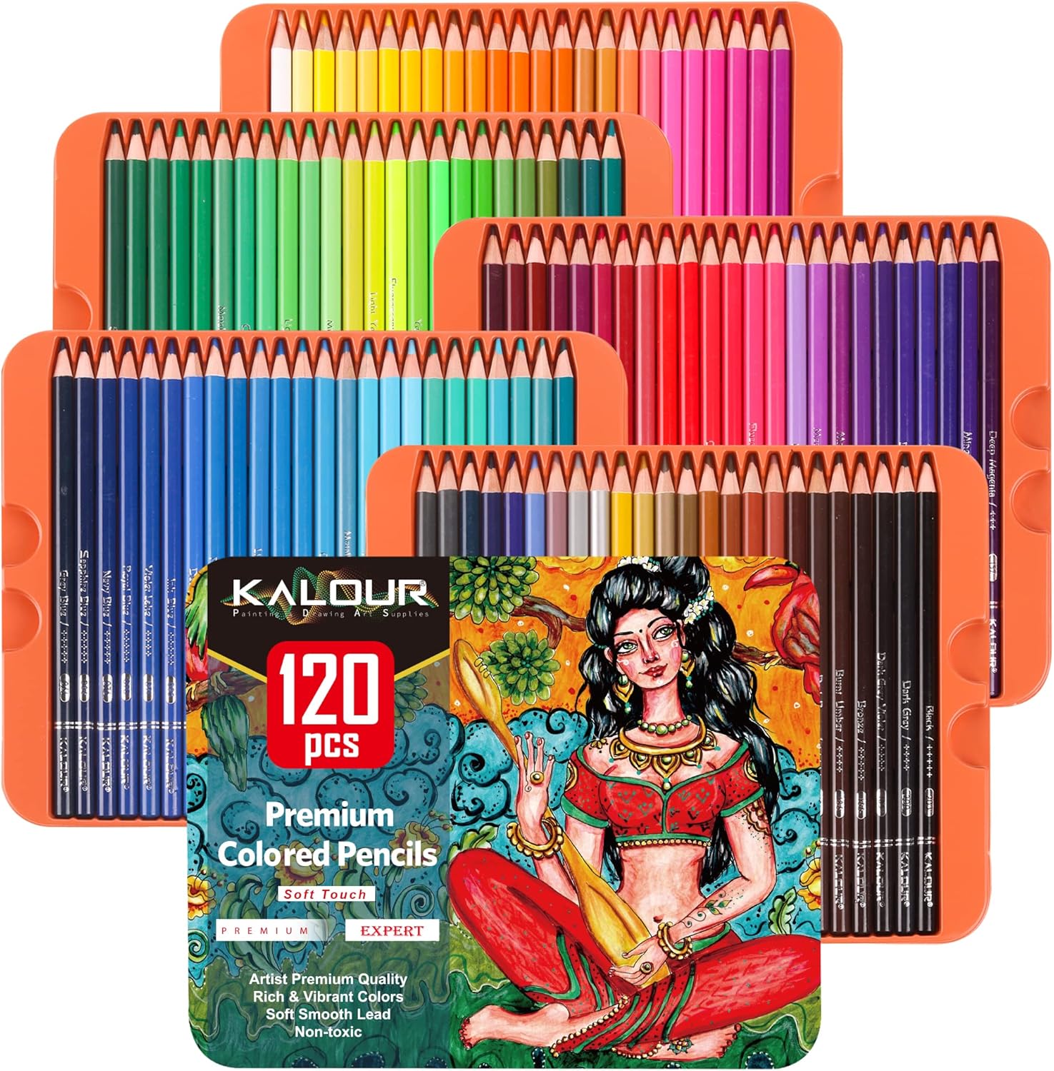 Picture of KALOUR Professional Colored Pencils,Set of 120 Colors,Artists Soft Core with Vibrant Color,Ideal for Drawing Sketching Shading,Coloring Pencils for Adults Artists Beginners