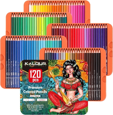 Picture of KALOUR Professional Colored Pencils,Set of 120 Colors,Artists Soft Core with Vibrant Color,Ideal for Drawing Sketching Shading,Coloring Pencils for Adults Artists Beginners