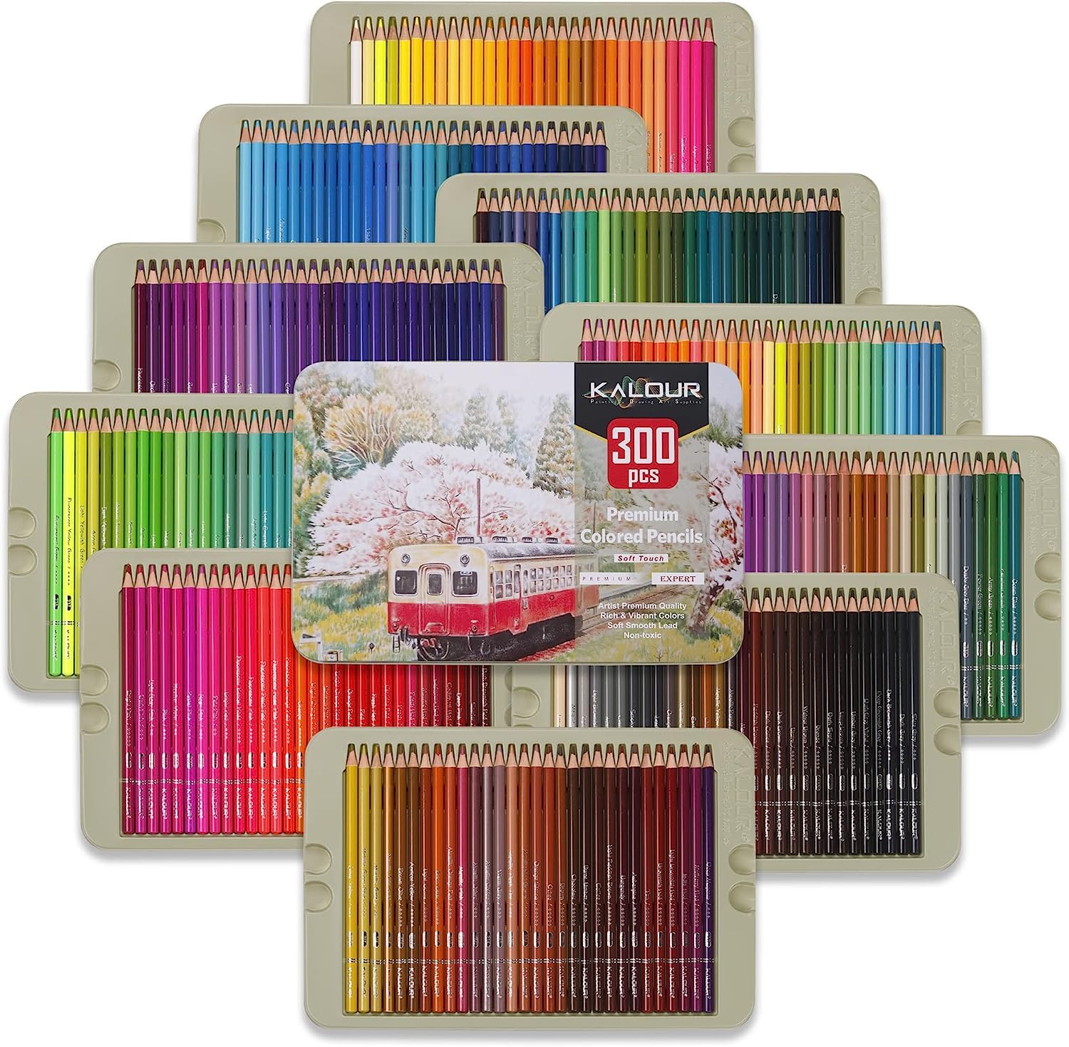 Picture of KALOUR Professional Colored Pencils,Set of 300 Colors,Artists Soft Core with Vibrant Color,Ideal for Drawing Sketching Shading,Coloring Pencils for Adults Artists Beginners