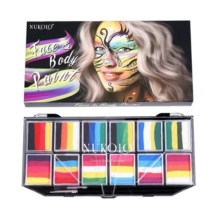 Picture of NUKOLO 12 Grid Rainbow Color Water-Soluble Face Paint Palette, , Quick-Drying, Washable