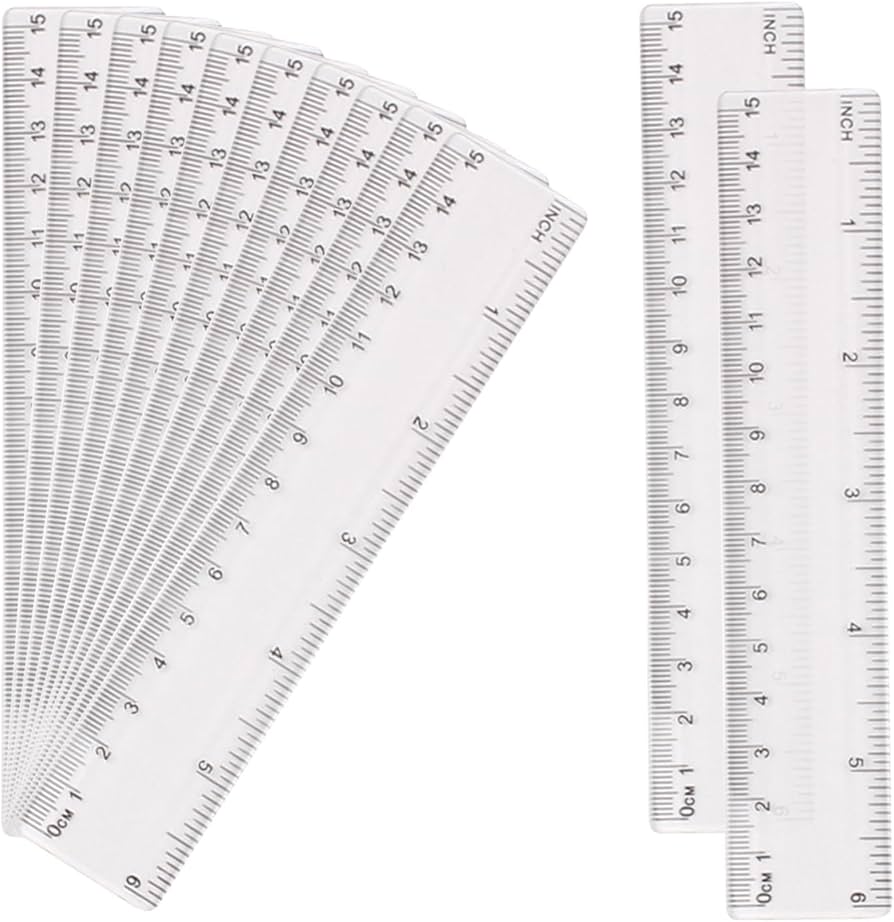 Picture of 15cm Clear Transparent Straight Shatter Resistant Ruler, Measuring Tool for Students & Office Pack of 2 pcs