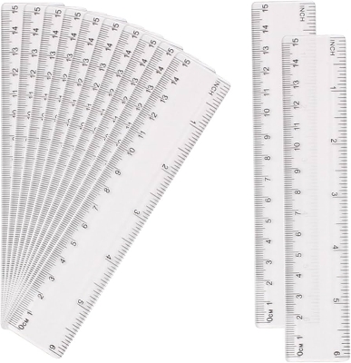 Picture of 15cm Clear Transparent Straight Shatter Resistant Ruler, Measuring Tool for Students & Office Pack of 2 pcs