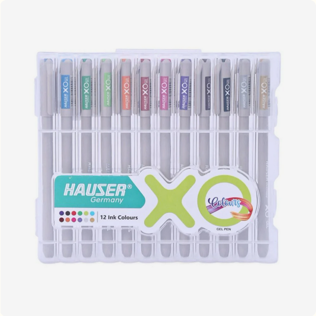 Picture of HAUSER XO Multicolor Gel Pen with Hard Box Case | Pack of 12 Pens