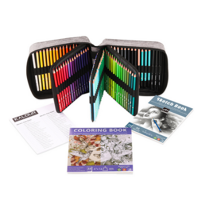 Picture of KALOUR 132 Colored Pencils Set,with Adult Coloring Book and Sketch Book,Artists Colorless Blender,Zipper Travel Case,Soft Core,Ideal for Drawing Sketching Shading,Art Supplies for Beginners Kids