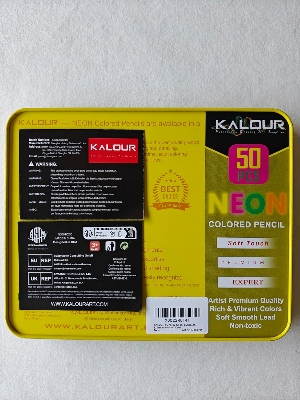 Picture of KALOUR 50 Neon Colored Pencils for Adult Coloring Books, Fluorescent colored Professional Drawing pencils Set Art Supplies Kit for Adults Beginners Artists, Soft Core