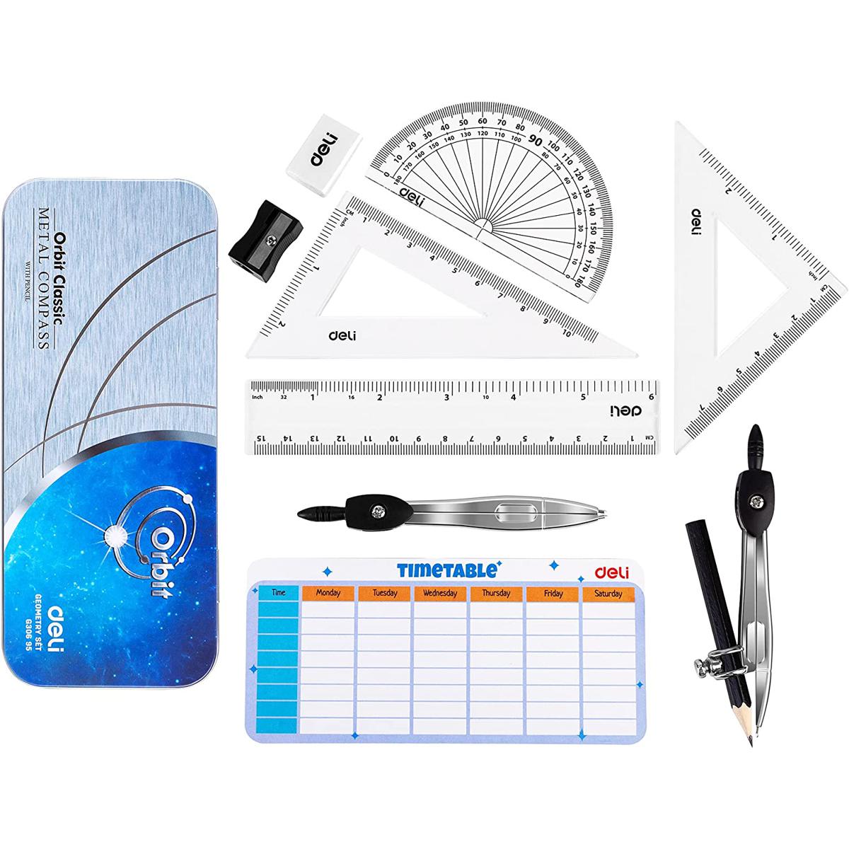 Picture of Deli	EG30695	Geometry set 9pcs/Metal box
