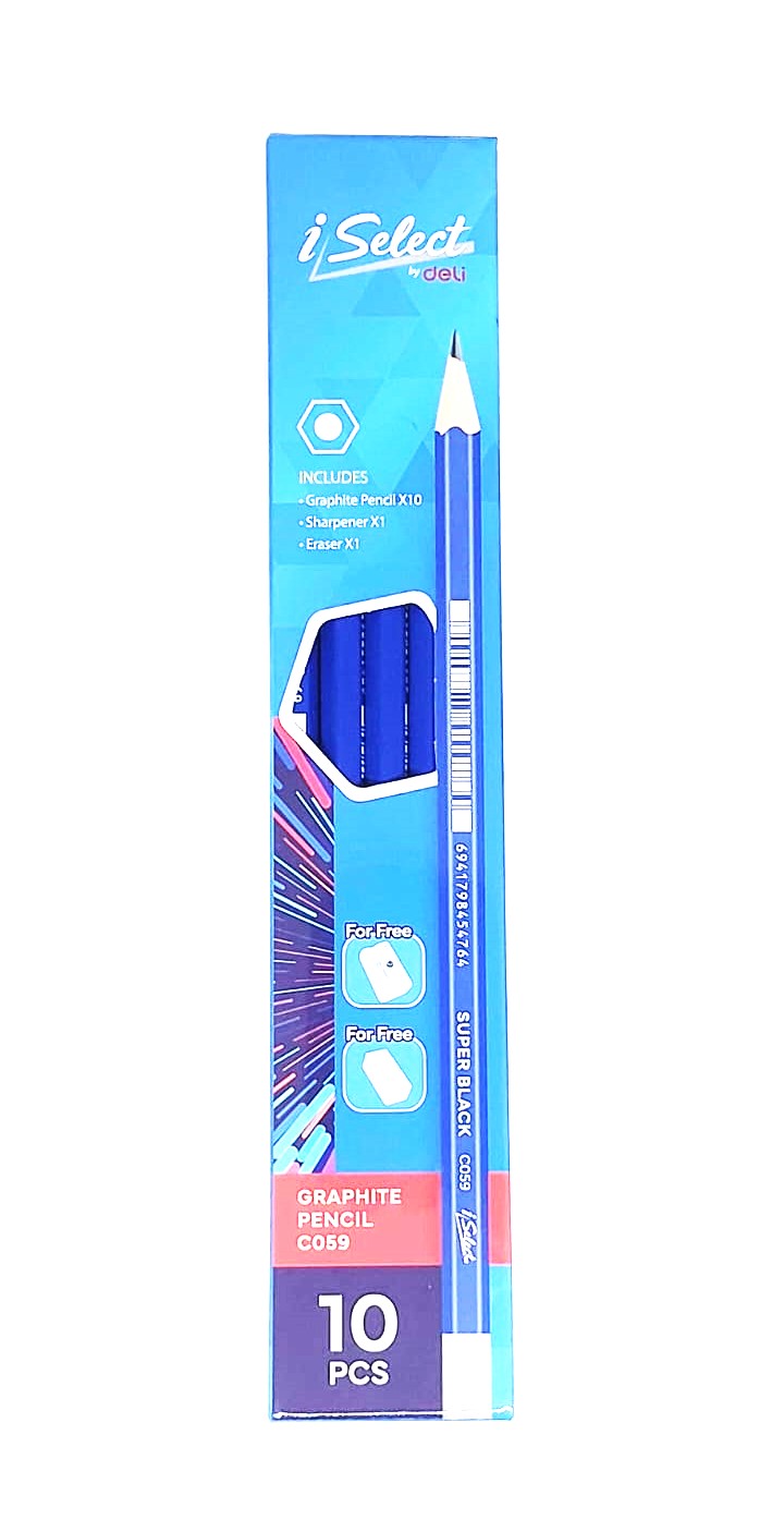 Picture of Deli i-Select Pencil C059 HB-10 Pcs with Sharpner and eraser