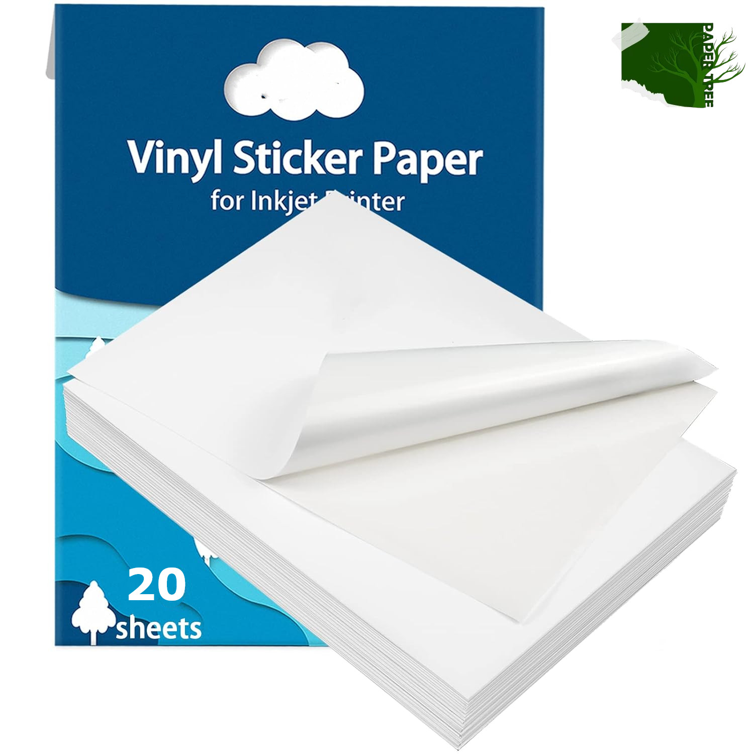 Picture of Premium Printable White Vinyl Sticker Paper for Inkjet Printer,20 Sheets Matte White Waterproof Decal Paper, Dries Quickly and Holds Ink Beautifully