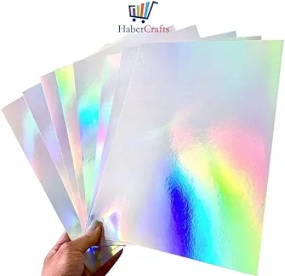 Picture of Holographic Card A4 Silver Rainbow Card Metallic Holographic Paper Thick 210gsm Card Shiny Rainbow Silvered Sheets Foil Activity Craft Scrapbooking Cardstock With Iridescent Shimmer Finish (10 Sheets)