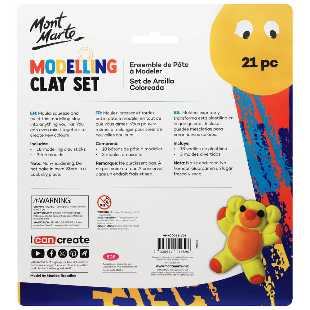 Picture of Mont Marte Kids Color Modelling Clay Set w/Moulds 21pc