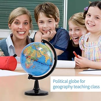 Picture of 10.6CM World Globe for Kids Learning, Educational Rotating World Map Globes Mini Size Decorative Earth Children Globe for Classroom Geography Teaching, Desk & Office Decoration