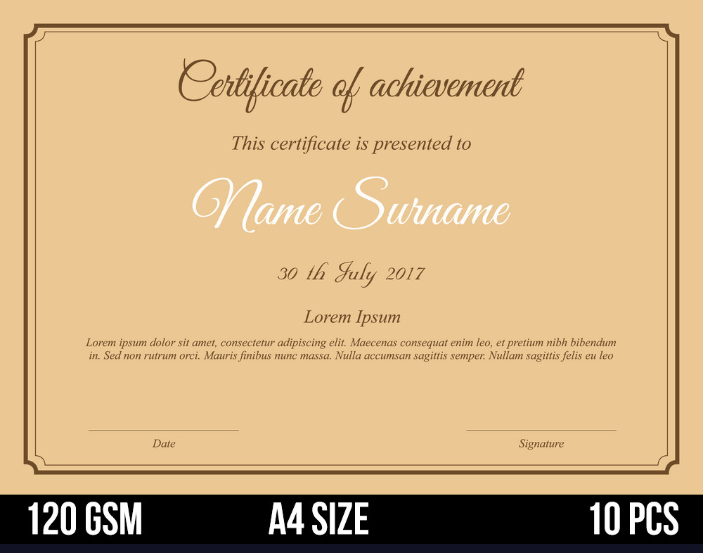 Picture of Kraft Certificate Print Paper A4 Size 110 GSM - 10 Pcs